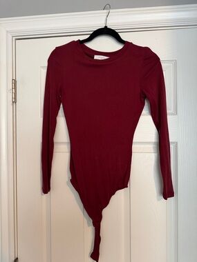 Women's Long Sleeve Burgundy Bodysuit - Elodie